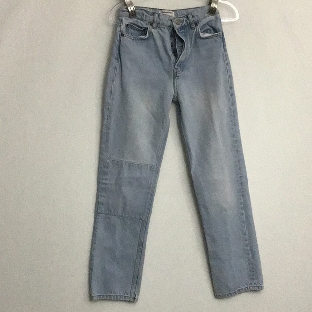 Reformation Cynthia Patch Straight Ankle Jeans Light Tahoe Wash Size 24 GUC